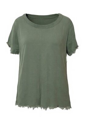 Umgee Olive Green Short Sleeve Raw-Edge Tee